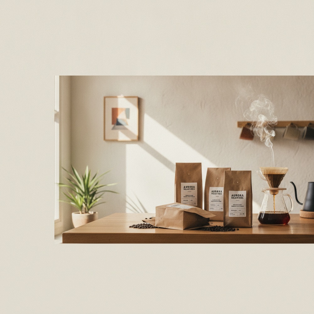 Warm coffee brand homepage photography